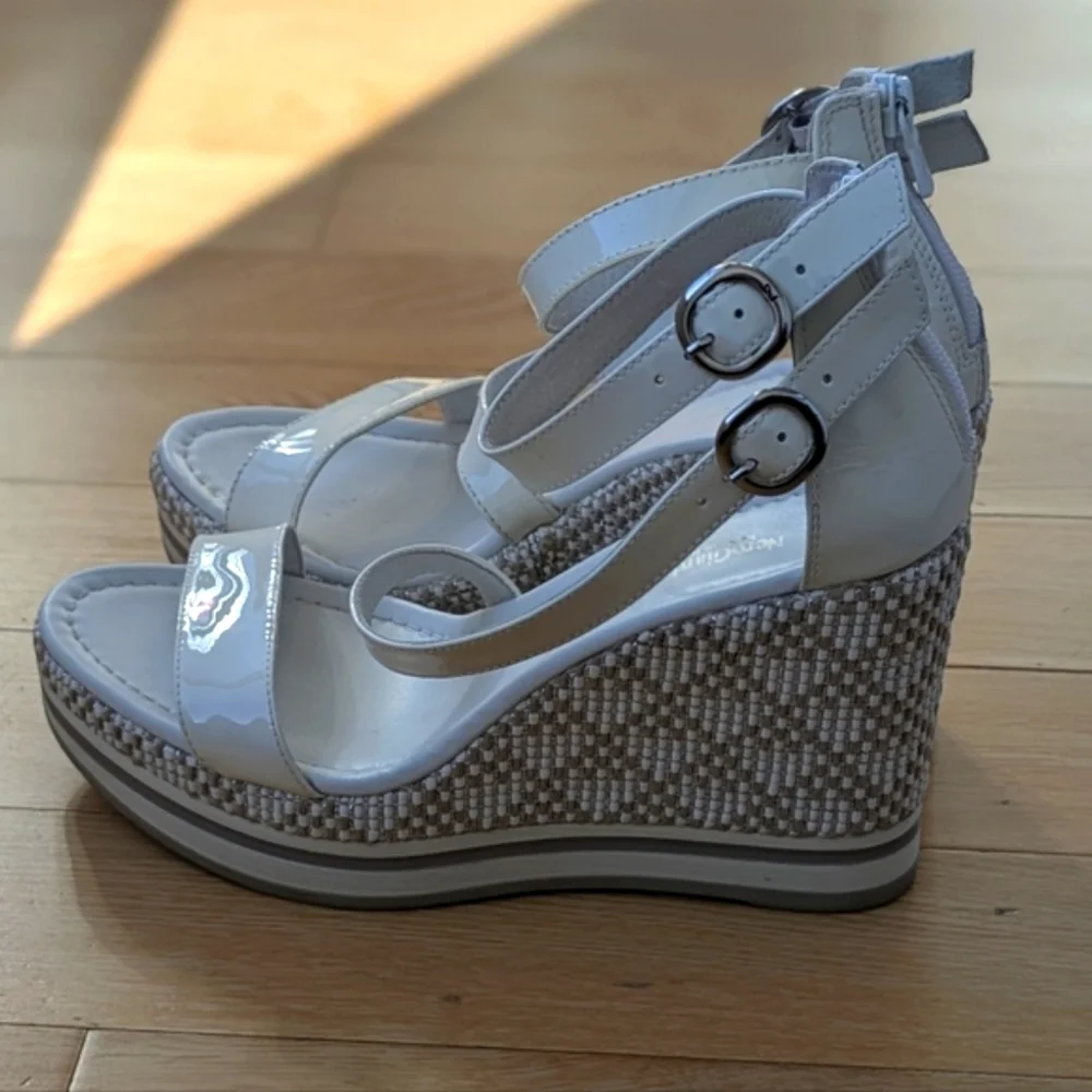 Nero Giardini White and Beige Wedge Sandals